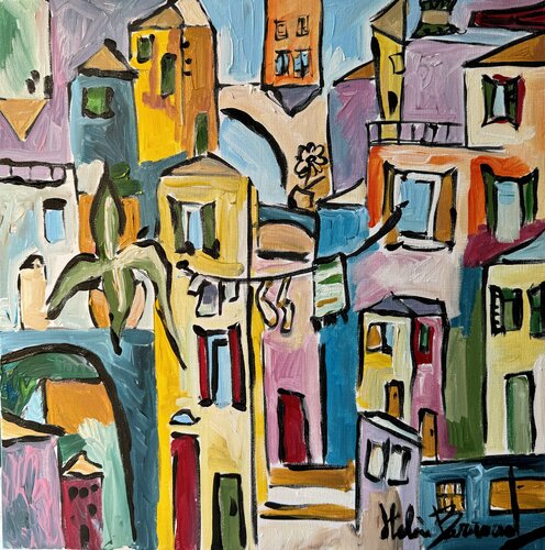 Carruggio ligure, Manarola Cinque Terre von Hélène Barraud, Malerei kaufen auf Singulart