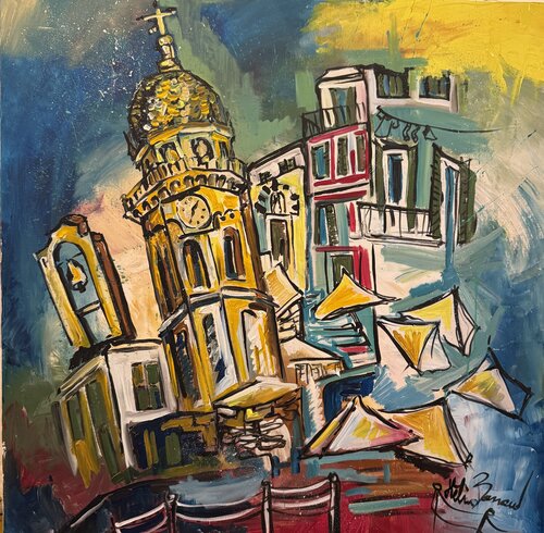 Vernazza, Cinque Terre "gli ombrelli gialli" by Hélène Barraud, Painting for Sale on Singulart