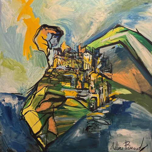 la scogliera -Corniglia-cinque terre von Hélène Barraud, Malerei kaufen auf Singulart