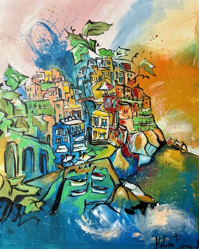 I filari di Riomaggiore di Hélène Barraud, Pittura in vendita su Singulart