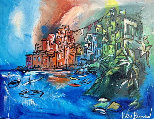 La brezza di Manarola di Hélène Barraud, Pittura in vendita su Singulart