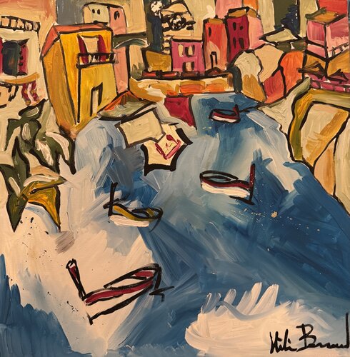 Dal mare, Monterosso al Mare di Hélène Barraud, Pittura in vendita su Singulart