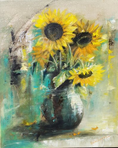 Vase with Sunflowers by Svetla Dzhelepova, Painting for Sale on Singulart