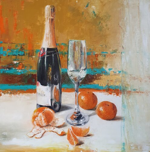 Rainbow Of Flavors- Champagne For One by Svetla Dzhelepova, Painting for Sale on Singulart