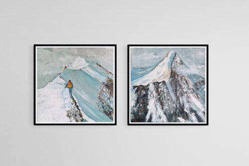 Mountain Landscape Set 2 square oil paintings de Svetla Dzhelepova, Pintura a la venta en Singulart