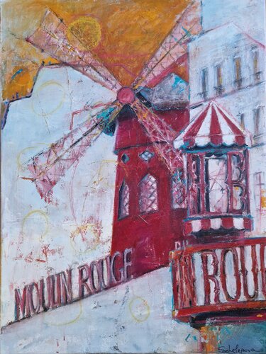 Spectacular Moulin Rouge Paris di Svetla Dzhelepova, Pittura in vendita su Singulart