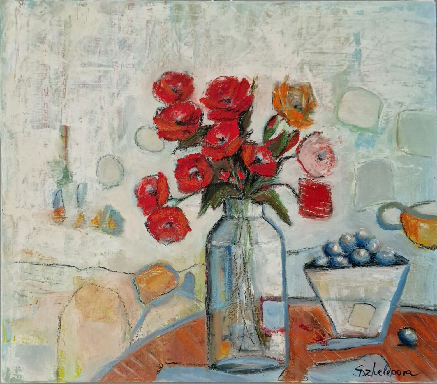 Vase with Poppies Svetla Dzhelepova Originalgemälde zu verkaufen