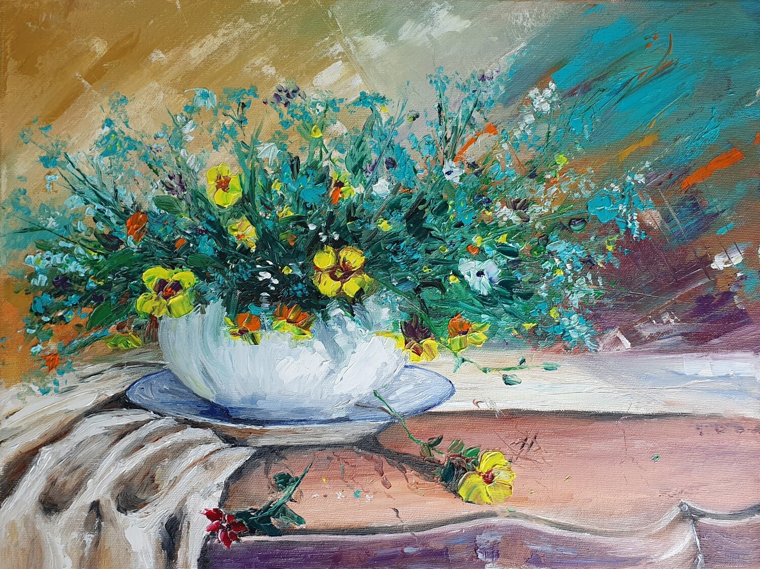 Floral Signature Svetla Dzhelepova Originalgemälde zu verkaufen