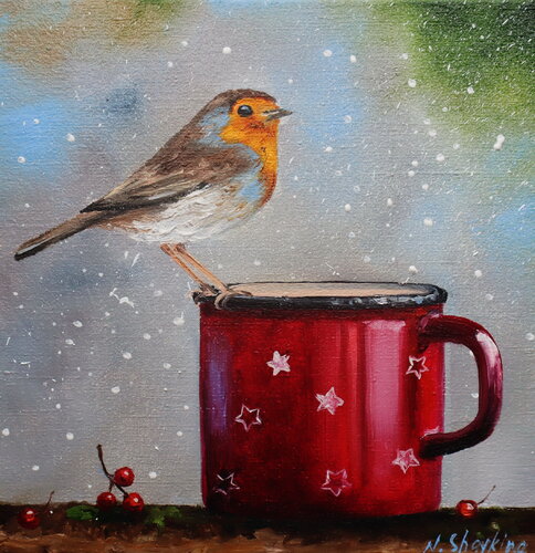 Winter Robin by Nataliia Shaikina, Painting for Sale on Singulart