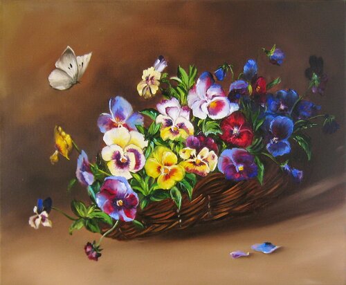 Pansies van Nataliia Shaikina, Schilderij te koop op Singulart