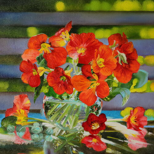 Garden Nasturtium van Nataliia Shaikina, Schilderij te koop op Singulart