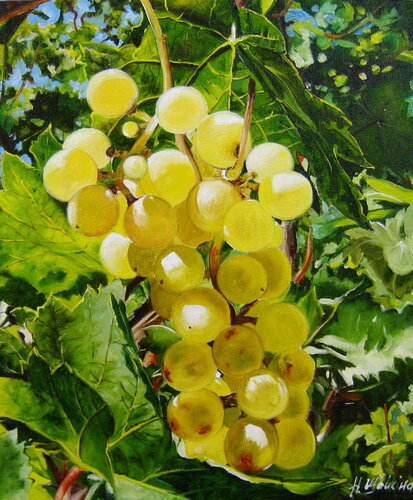 Ripe Grapes, Original Oil Painting von Nataliia Shaikina, Malerei kaufen auf Singulart