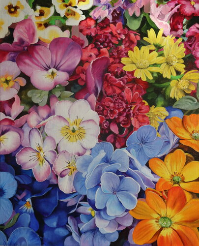 Vibrant Floral, Bright Flowers de Nataliia Shaikina, Pintura a la venta en Singulart