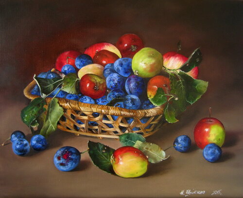 Fruit in a basket von Nataliia Shaikina, Malerei kaufen auf Singulart