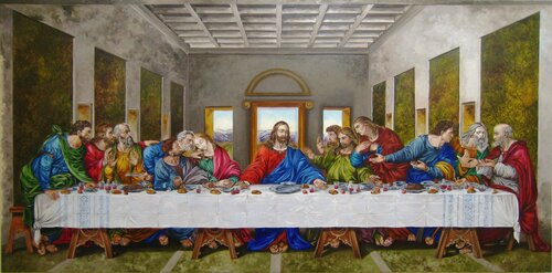 Extra Large Last Supper Oil Painting Original on Canvas, Catholic Art for Church di Nataliia Shaikina, Pittura in vendita su Singulart