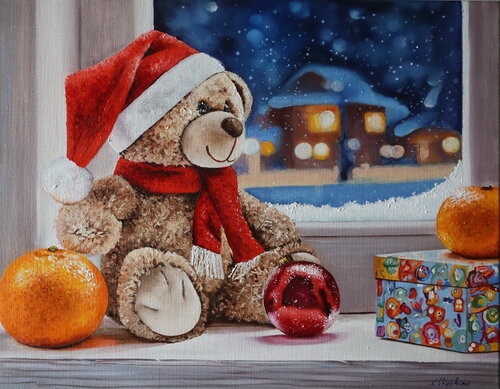 Original Christmas Painting di Nataliia Shaikina, Pittura in vendita su Singulart