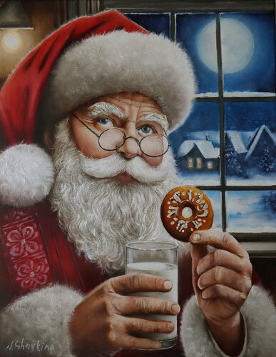 Original Christmas Painting van Nataliia Shaikina, Schilderij te koop op Singulart