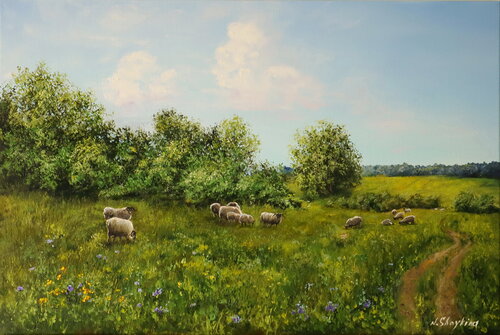 Quiet Summer Pasture de Nataliia Shaikina, Pintura a la venta en Singulart