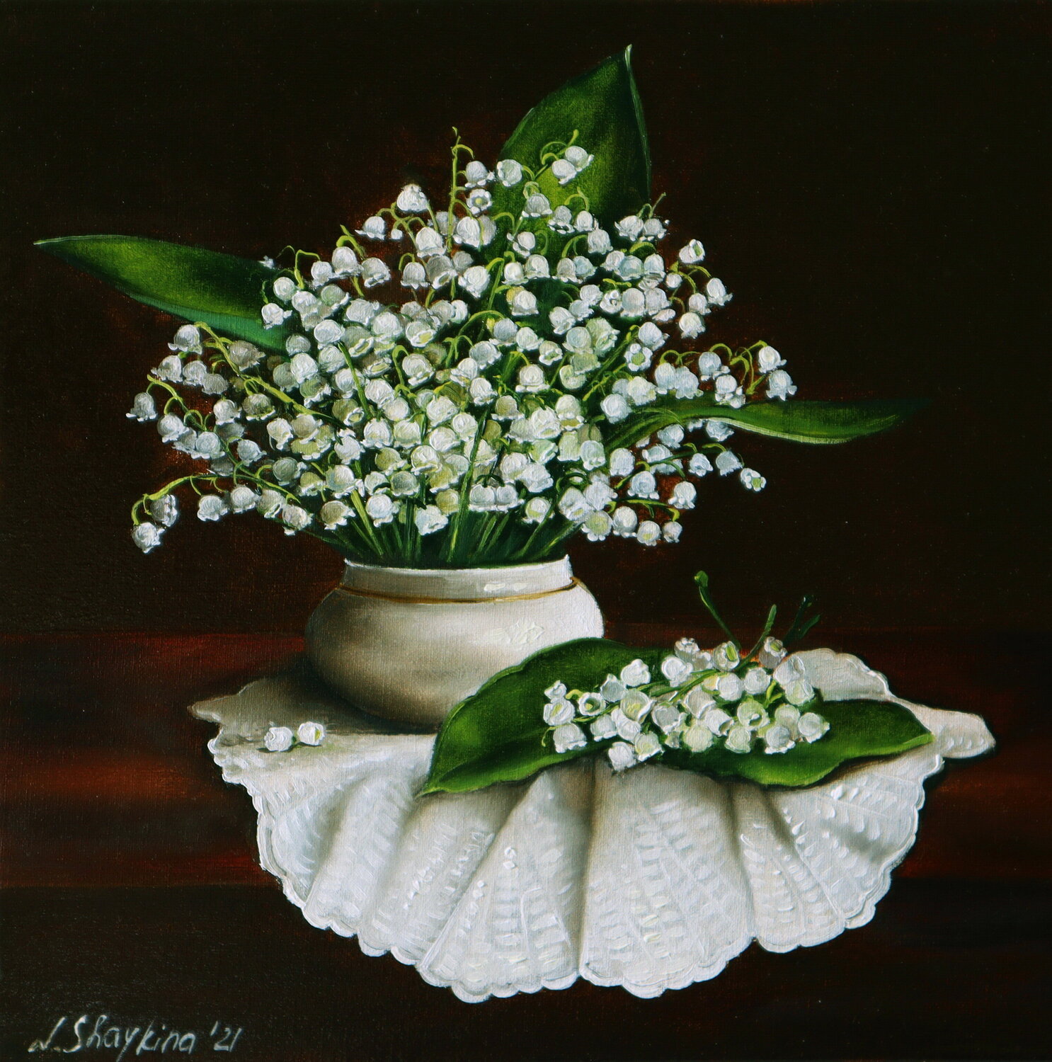 Lily of  the Valley. Delicate Flowers Nataliia Shaikina Originalgemälde zu verkaufen