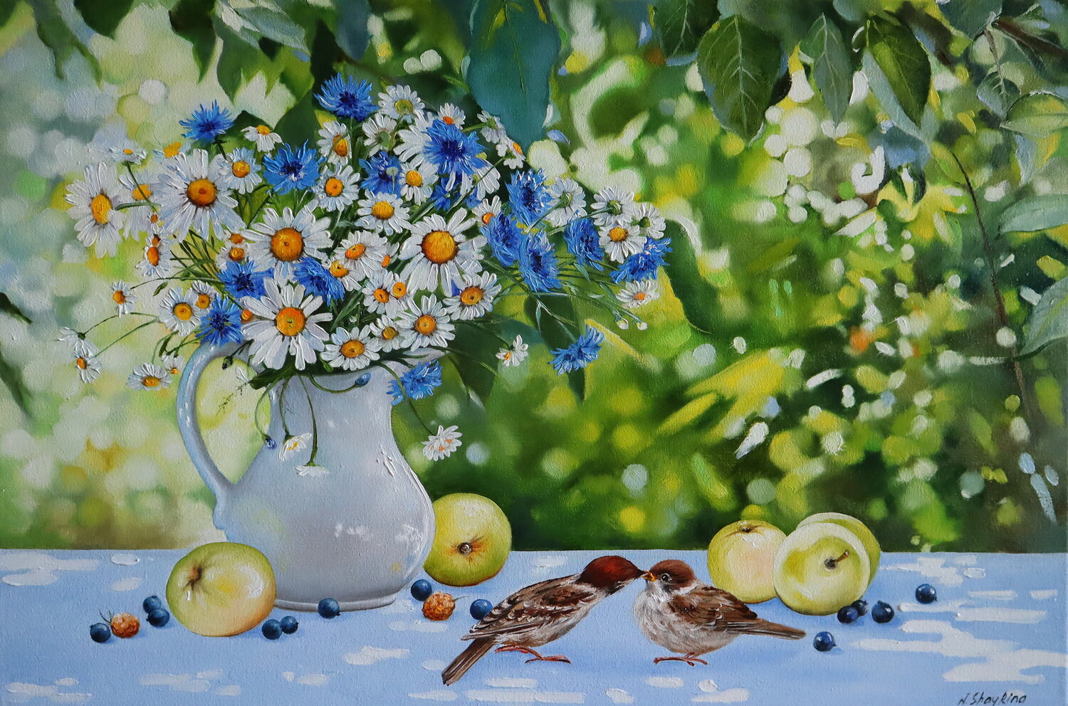 Sunny Day in Summer Garden Nataliia Shaikina Originalgemälde zu verkaufen