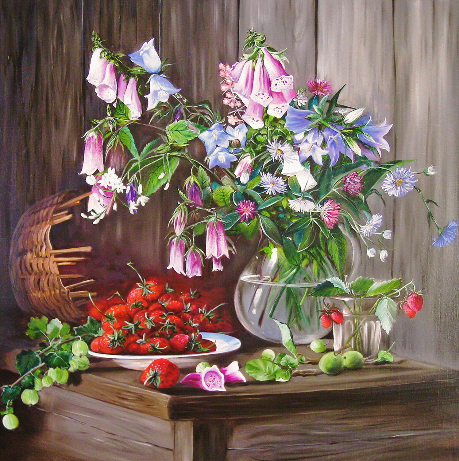 Country Bouquet, Rustic Still Life Original Art Nataliia Shaikina Originalgemälde zu verkaufen
