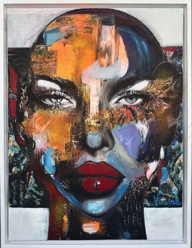 Gesicht aus Flammen (Das Echo des Blicks) van Nicoleta Albei-Wigger, Schilderij te koop op Singulart