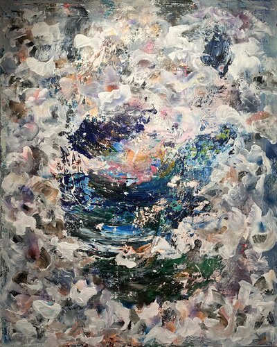 Im Herzen der Bewegung Untertitel: Abstrakte Malerei über Energie, Tiefe und innere Balance di Nicoleta Albei-Wigger, Pittura in vendita su Singulart