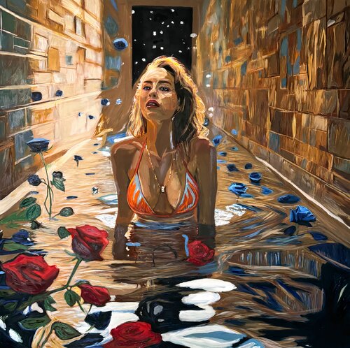The Golden Labyrinth - Pursuit of Happiness di Alexander Martini, Pittura in vendita su Singulart