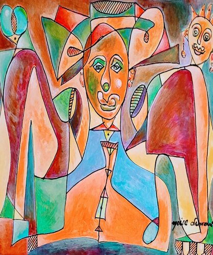 The Comedian in Shadows di Moise Semexant, Pittura in vendita su Singulart