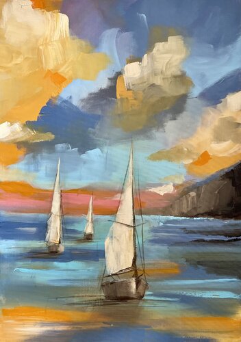The Sailing Skies by Tamara Andjus, 油畫 for Sale on Singulart