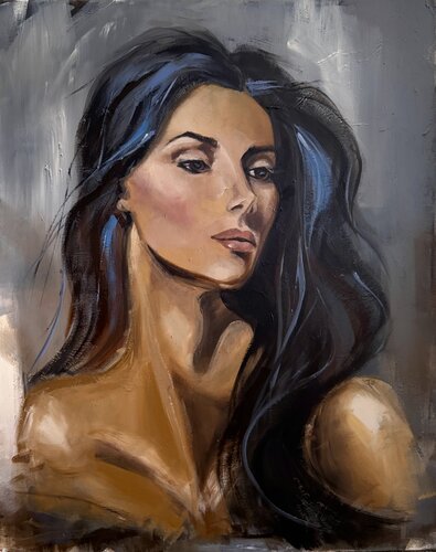 Frau in Azure van Tamara Andjus, Schilderij te koop op Singulart