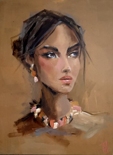 Woman with the Jewelry van Tamara Andjus, Schilderij te koop op Singulart