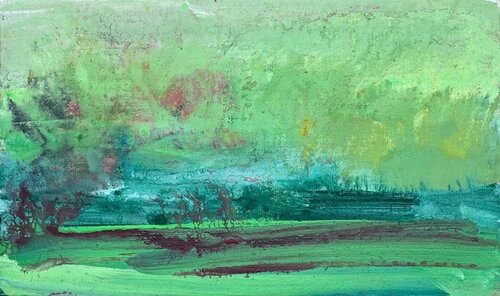 Kleine grüne Landschaft van Sultana Savvi, Schilderij te koop op Singulart