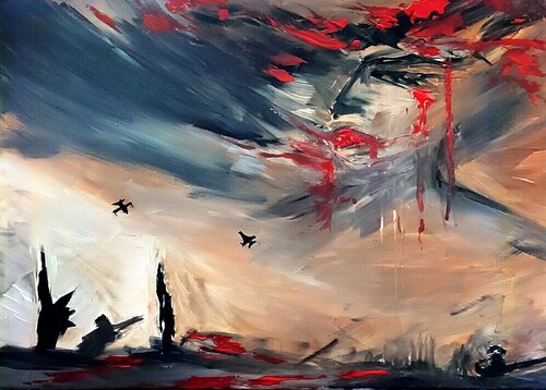 VITE RUBATE il Golgota dell'umanità van Simona Rossi, Schilderij te koop op Singulart