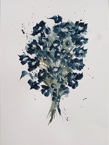 Bouquet Blue N1 van Simona Rossi, Schilderij te koop op Singulart