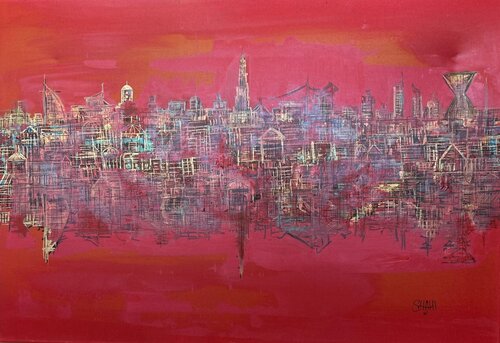 Crimson Horizon di Shahi Dayekh, Pittura in vendita su Singulart
