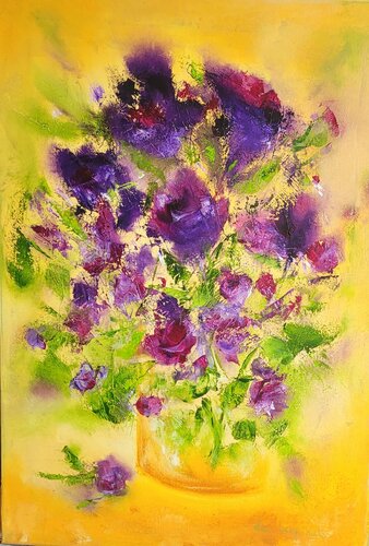 Bouquet Violet di Nadine CHEBROU De LESPINATS, Pittura in vendita su Singulart