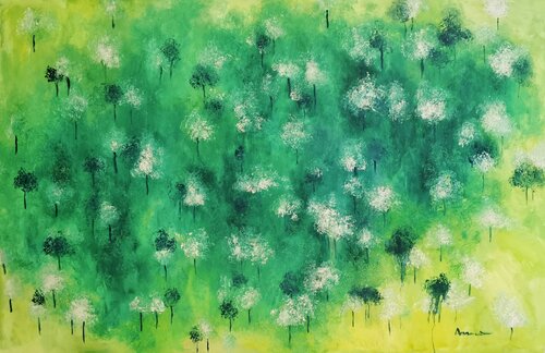 Emerald Dreamscape van fang cai, Schilderij te koop op Singulart