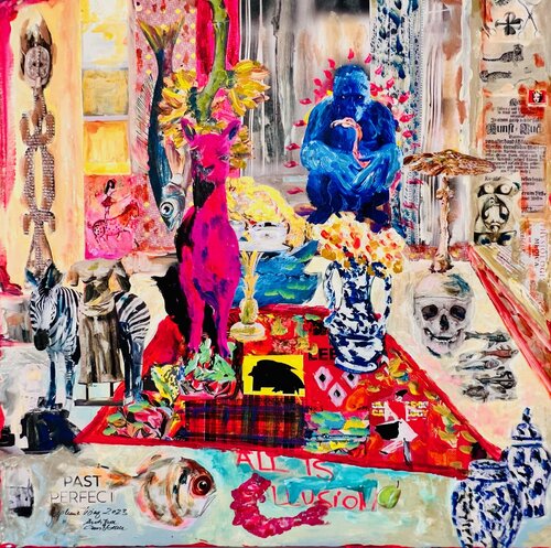 Blue Gorilla and Pink Lama par Stephanie Bing, Peinture en vente sur Singulart