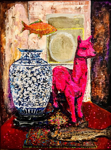 Pink Lama Autumn von Stephanie Bing, Malerei kaufen auf Singulart