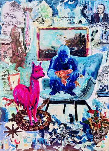 Pink Lama Triptychon van Stephanie Bing, Schilderij te koop op Singulart