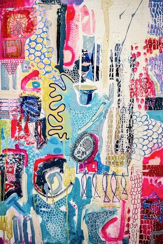 Aurora. Where Colors Seep, Fish Float and Mitochondria Give Birth to Universes de Stephanie Bing, Pintura a la venta en Singulart