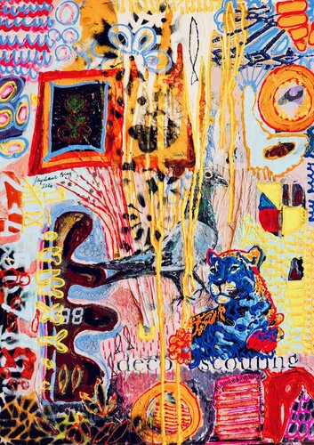 The Dove upon the Blue Leopard's Roof de Stephanie Bing, Pintura a la venta en Singulart