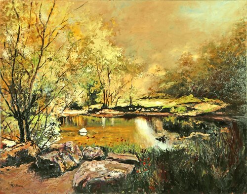 Le galet blanc van Marie Josiane BLACHON, Schilderij te koop op Singulart