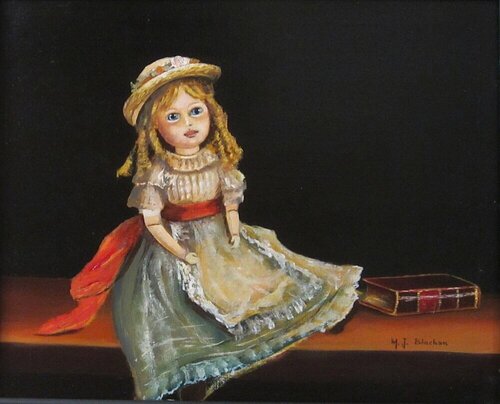 Nature morte à la poupée van Marie Josiane BLACHON, Schilderij te koop op Singulart