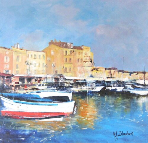 LE PORT DE SAINT-TROPEZ von Marie Josiane BLACHON, Malerei kaufen auf Singulart