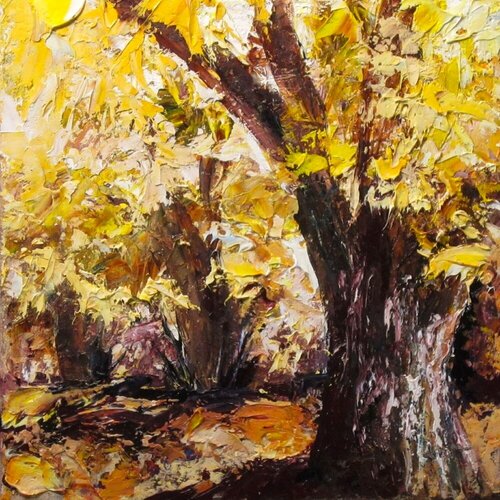 Chataigneraie en automne van Marie Josiane BLACHON, Schilderij te koop op Singulart