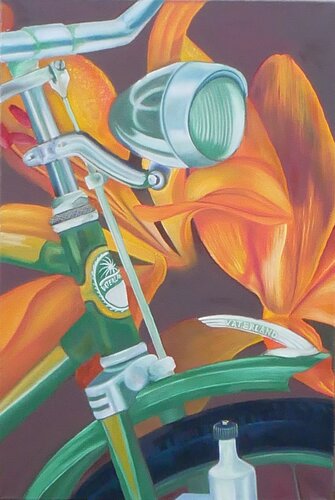 Magnolia Bicycle di Bernhard Sulser, Pittura in vendita su Singulart