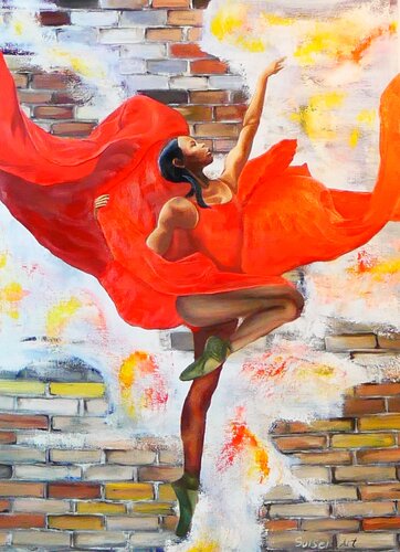 Brick Wall Ballet by Bernhard Sulser, Painting for Sale on Singulart