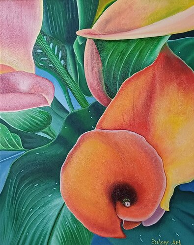 Calla Lilies van Bernhard Sulser, Schilderij te koop op Singulart